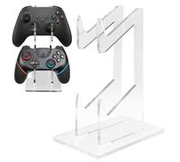 TMZELOA Support Manette Double en Acrylique Transparent - Présentoir Universel pour PS5 Xbox Switch - Support de Bureau Compact pour Accessoires Gaming - Design Élégant pour Chambre ou Salle de Jeu