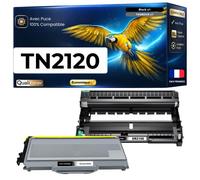 TN-2110 TN2110 TN-2120 DR-2100 DR2100 Kit Toner Tambour compatibles pour Brother HL2140 DCP7030 MFC7320 Noir avec puce 2600 12000 pages