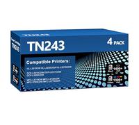 TN-243CMYK TN243 TN247 Lot de 4 toners compatibles avec Brother TN 247 TN 243 TN243CMYK pour Brother MFC-L3750CDW DCP-L3550CDW HL-L3210CW HL-L3230CDW MFC-L3730CDN MFC-L3710CW Noir Cyan, jaune, magenta