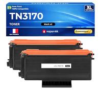 TN-3130 TN3130 TN-3170 TN3170 Pack 2 Toners compatibles pour Brother DCP 8060 8065DN 8070 8080 HL 5240 5250DN 5270DN 5280 5350 Noir Haute capacité avec Puce 8000 Pages