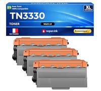 TN-3330 TN3330 Pack 3 Toners compatibles pour Brother DCP-8110DN DCP-8250DN HL-5440D HL-5450DN MFC-8510DN Noir Haute Capacité avec Puce 8000 Pages