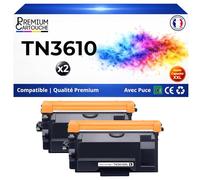 TN-3610 TN-3610XL TN3610 TN3610XL Pack 2 Toners compatibles pour Brother DCP-L5510 HL-L5210 HL-L6210 HL-L6410 MFC-L5710 Noir Haute capacité avec Puce 18000 Pages
