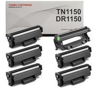 TN1150 DR1150 Lot de 5 toners et 1 tambour (Drum) compatible avec Brother TN-1150 DR-1150