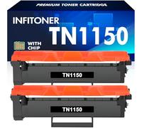 TN1150 TN-1150 Toner Compatible avec Brother TN1150BK TN 1150 Cartouche de Toner pour HLL1240W HLL1242W HLL1242WXL DCPL1640W DCPL1660W DCPL1642W DCPL1642WXL (Noir 2 pièces, avec Puce)