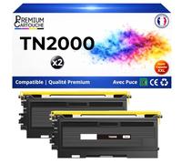 TN2000 TN2005 TN350 Pack 2 Toners compatibles pour Brother DCP 7010 7020 7025 FAX 2820 2825 2920 HL 2020 2030 2032 2035 2040 MFC 7420 7820N Noir avec Puce 2500 Pages