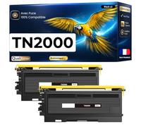 TN2000 TN2005 TN350 Pack 2 Toners compatibles pour Brother DCP 7010 7020 7025 FAX 2820 2825 2920 HL 2020 2030 2032 2035 2040 MFC 7420 7820N Noir avec Puce 2500 Pages