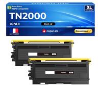 TN2000 TN2005 TN350 Pack 2 Toners compatibles pour Brother HL 2030 2040 2070N DCP 7010 7020 MFC 7420 7820 Noir avec puce 2500 pages