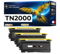 TN2000 TN2005 TN350 Pack 3 Toners compatibles pour Brother DCP 7010 7020 7025 FAX 2820 2825 2920 HL 2020 2030 2032 2035 2040 MFC 7420 7820N Noir avec Puce 2500 Pages