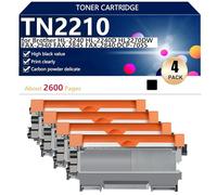 TN2210 Cartouche de Toner Compatible pour Brother HL-2240 HL-2240D HL2270DW FAX-2940 FAX-2845 FAX-2840 DCP-7055 DCP-7060D Imprimantes, Haut Rendement 2600 Pages Impression Nette,Black-4 Pack