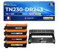 TN230 TN-230BK TN-230C TN-230M TN-230Y DR230 Pack 4 Toners avec Tambour compatibles Brother Noirs et Couleurs avec puce 15000 pages