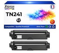 TN241 TN242 TN241BK TN242BK Pack 2 Toners compatibles pour Brother DCP HL MFC Noir haute capacité avec puce 2500 pages lot x2