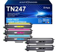 TN247 TN-243CMYK Compatible Toner Cartridges for Brother TN247 TN243 for DCP-L3550CDW MFC-L3750CDW MFC-L3770CDW MFC-L3730CDN HL-L3270CDW HL-L3230CDW (Black Cyan Yellow Magenta, Pack of 5)