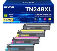 Tn248 Tn248Xl Cartouche De Toner Tn248Xl Compatible Pour Brother Tn248 Tn248Xl Tn-248Xl Pour Brother Mfc-L3760Cdw Mfc-L3740Cdw Dcp-L3560Cdw Dcp-L3520Cdwe Mfc-L3740Cdwe (4-Pack,Avec Puce)