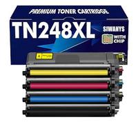 TN248XL Lot de 4 cartouches de toner haute capacité BK 3000p CMY 2300p pour Brother HL-L3220CW/L3240CDW/MFC-L3740CDW/L3760CDW/DCP-L3560CDW