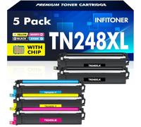 TN248XL TN248 DCP-L3560CDW Toner : Lot de 5 Compatible pour Brother HL-L3240CDW TN-248XL TN -248 MFC-L3740CDW MFC-L3760CDW DCP-L3520CDW DCP-L3520CDWE MFC-L8390CDW TN 248XL TN-248VAL 248CMYK
