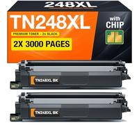 TN248XL TN248 Toner pour Brother MFC-L3740CDW MFC-L3760CDW HL-L3220CWE (2X Toners Noir avec Puce)