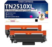 TN2510XL Cartouches de Toner Haute Capacité pour Brother L2445DW L2447DW L2835DW HL-L2400DWE L2442DW L2400DW Imprimantes, Claires et Durables,Black-2 Pack