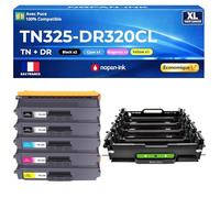 TN320 TN-320 TN325 TN-325 DR320CL Pack 5 Compatible pour Brother DCP 9055CDN DCP 9270CDN HL 4140CN HL 4150CDN MFC 9460CDN 4 Toners Plus 1 Tambour Noir Cyan Magenta Jaune avec Puce 39500 Pages