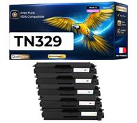 TN329 TN-329 Pack 5 Toners compatibles pour Brother DCP 9055CDN DCP 9270CDN HL 4140CN HL 4150CDN MFC 9460CDN 2 Noir Cyan Magenta Jaune avec Puce 18500 Pages