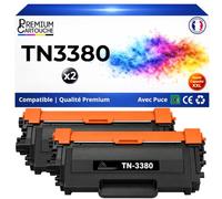 TN3380 TN3330 TN-3380 TN-3330 Pack 2 Toners compatibles pour Brother DCP 8110DN HL 5440D MFC 8510DN Noir Haute capacité avec Puce 8000 Pages