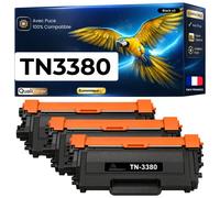 TN3380 TN3330 TN-3380 TN-3330 Pack 3 Toners compatibles Brother HL5440D HL5450DN HL5470DW HL6180DW MFC8510DN Noir avec puce