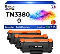 TN3380 TN3330 TN-3380 TN-3330 Pack 3 Toners compatibles pour Brother DCP 8110DN HL 5440D MFC 8510DN Noir Haute capacité avec Puce 8000 Pages