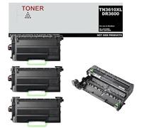 TN3610XL / DR3600 Pack 3 Toner Noir et 1 Tambour Compatible avec Brother TN3610XL / DR3600