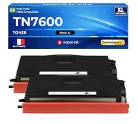 TN7600 TN-7600 Toner Compatible pour Brother HL1230 HL1240 HL1250 DCP1200 MFC8220 Pack 2 Noir Haute capacité avec Puce 6000 Pages