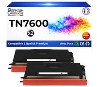 TN7600 TN-7600 Toner Compatible pour Brother HL1230 HL1240 HL1250 DCP1200 MFC8220 Pack 2 Noir Haute capacité avec Puce 6000 Pages