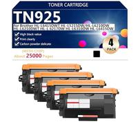 TN925 Noir Cartouche de Toner Haute Capacité de Remplacement pour Brother HL-L6415DWT HL-L5215DW HL-L6210DW HL-L6210DWT HL-L6217DW HL-L6310DW HL-L6415DW Imprimante, 25000 Pages,Black-4 Pack