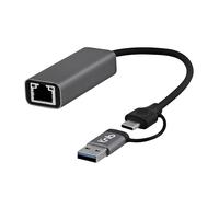 T'nB - Adaptateur USB-C vers Ethernet RJ45, Compatible USB-A et USB-C Ultra Rapide 2.5Gbps Connexion Stable PC et Mac Plug and Play - Gris