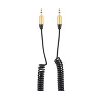 T'nB - Câble Jack 3,5 mm Mâle Mâle, Spiralé Extensible 1,8 m, Noir | Connecteurs Finition Or, Câble Twist, idéal pour Smartphone, Tablette, MP3, Autoradio, Enceinte et Chaîne Hi-Fi