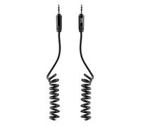 T'nB - Câble Jack 3,5 mm Mâle Mâle, Spiralé Extensible jusqu'à 1,8 m | Câble Audio Twist Noir, idéal pour Smartphone, Tablette, MP3, Autoradio, Enceinte, TV et Chaîne Hi-Fi