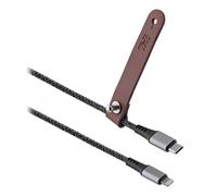 TNB Câble USB-C vers Lightning avec attache cuir - 1,5 m - Aluminium Gris sidéral