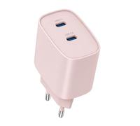 T'nB - Chargeur USB-C GaN 45 W, Compact | 2 Ports USB-C - Câble USB-C de 2 M Inclus - Rose Poudré - pour MacBook Neo, MacBook Air, Smartphone et Tablette