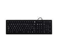 T'nB - Clavier Filaire Médical 100% Etanche certifié IP68, Résiste à l'eau et à la Poussière, Rétroéclairé, Layout Français AZERTY, Revêtement Silicone Facilement Nettoyable, Antibactérien- Noir