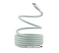 T'nB Câble magnétique USB‑C vers USB‑C 60W, gaine nylon anti‑nœud 1,5 m Vert – iPhone 15/16