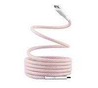 T'nB Câble magnétique USB-C vers USB-C 60W 1,5 m gaine nylon anti-nœud Compatible iPhone 15/16 Rose