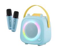 T'nB - Enceinte Bluetooth Karaoke, Idée Cadeau Noel, 2 Microphones sans Fil, 5 Effets Vocaux, Anneau Lumineux RGB, USB et Jack 3,5 mm, Poignée de Transport, Autonomie 5 h, Système Portable - Bleu