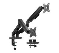 T'nB - ErgoMeca Dual Support Double Écran, Réglage Multi-Axe, Rotation 360°, Inclinaison et Pivot, VESA 75x75 et 100x100, 17 à 32 Pouces, 8 Kg, Gestion des Câbles, Fixation Serrage Ou Perçage - Noir