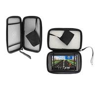T'nB - Étui GPS 6 Pouces, Coque Semi-Rigide Anti-Chocs, Noir | Mousse à Mémoire De Forme avec Effet Carbone, Lingette Microfibre et Dragonne Amovible, Compatible TomTom Start 60