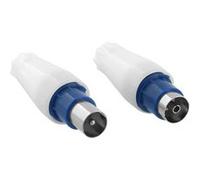 T'nB – 2 prises antenne TV 9,5 mm M+F – Blanc/Bleu