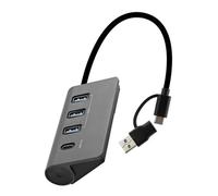 TNB Hub 4 ports usb 3.0 auto-alimenté - usb-a et usb-c - gris sidéral HUBUSB4ALUC