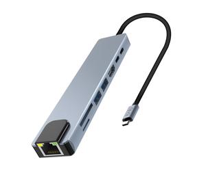 TNB HUB Iclick USB-C 8 en 1 - Port RJ45 / HDMI / USB-A / USB-C et lecteur de cartes SD et Micro SD