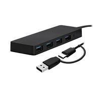 T'nB - Hub USB 4 Ports, USB 3.0 5 Gbps avec Câble 60 cm | Hub Noir avec 4 Ports USB-A 3.0, Double Connecteur USB-A et USB-C, Câble Long 60 cm pour Plus de Flexibilité