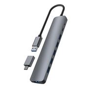 T'nB Hub USB-A 7 ports – USB 3.0, aluminium, alimentation et adaptateur USB‑C inclus