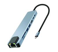T'nB - Hub USB-C 8 en 1, HDMI 4K, Ethernet RJ45 et Charge PD 100 W | Hub USB-C Gris Sidéral avec USB 3.0 5 Gbps, HDMI 4K 30 Hz, RJ45 1 Gbps, Lecteurs SD et MicroSD, PD 100 W