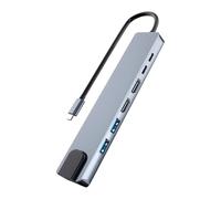 T'nB - Hub USB C, Hub 7 en 1 Double Écran 4K | 2x HDMI 4K 30Hz, 2x USB A 3.0, USB C 3.0, RJ45 1 Gbps et USB C PD 100W, Boîtier Compact en Aluminium Gris Sidéral