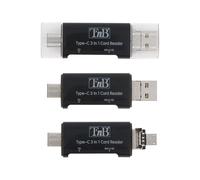 T'nB Lecteur de cartes SD/Micro SD – USB-C, USB et Micro USB – Noir