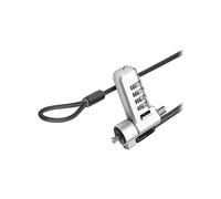 T'nB MCAV3IN1CODE Serrure de Sécurité Câble Acier Tressé 1.8m Revêtement PVC, Verrou Zinc, Compatible Nano/Wedge/T-Bar, Diamètre 5mm, Gris.